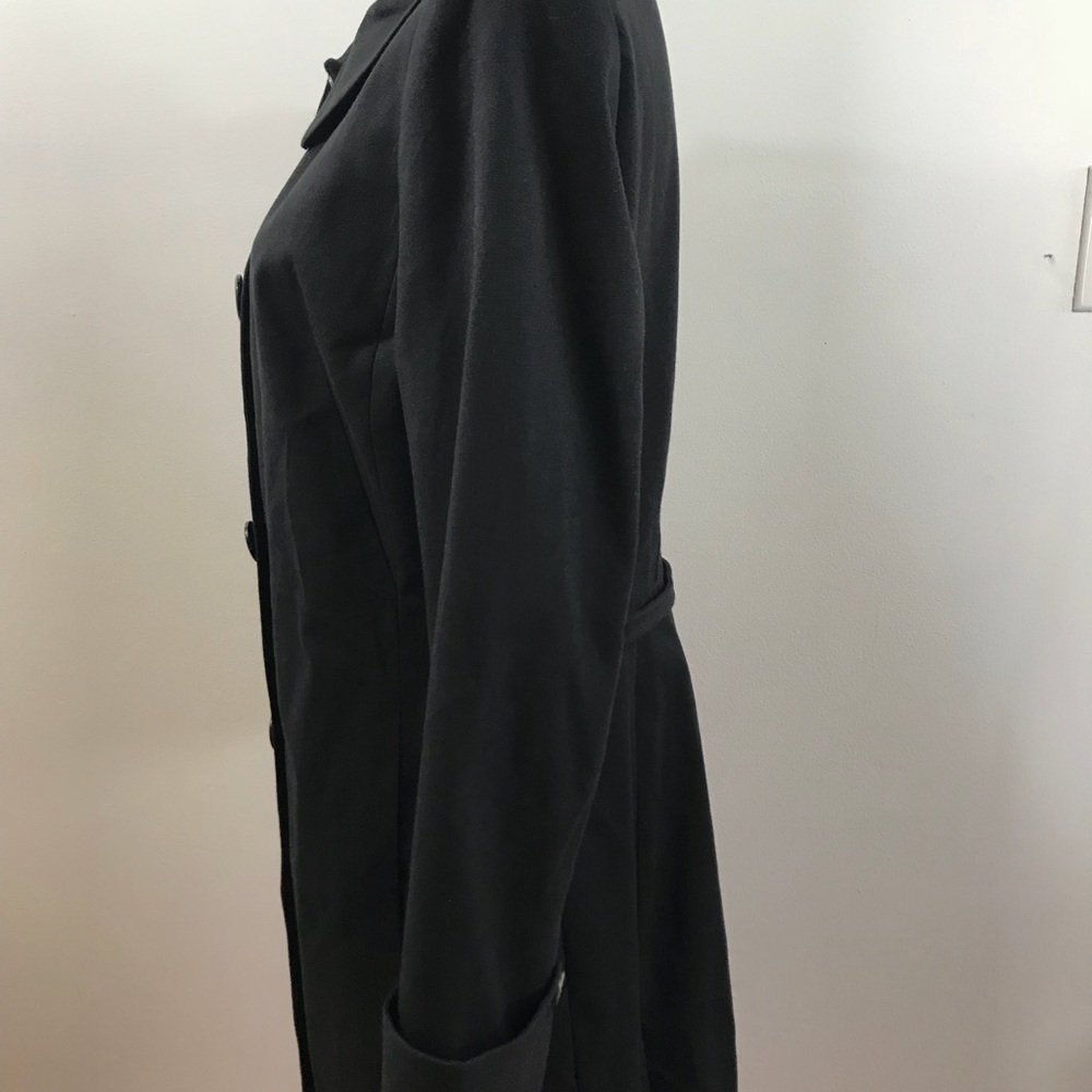 Black Long Button Down Coat Size Medium - image 3